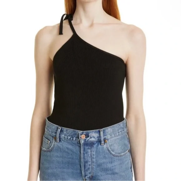 NEW BA&SH BLACK ONE-SHOULDER TANK TOP - Picture 1 of 9